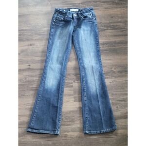 Puzzle Classic Jeans Wear Flare‎ Leg Denim Medium Wash Embroidered Size 1/2
